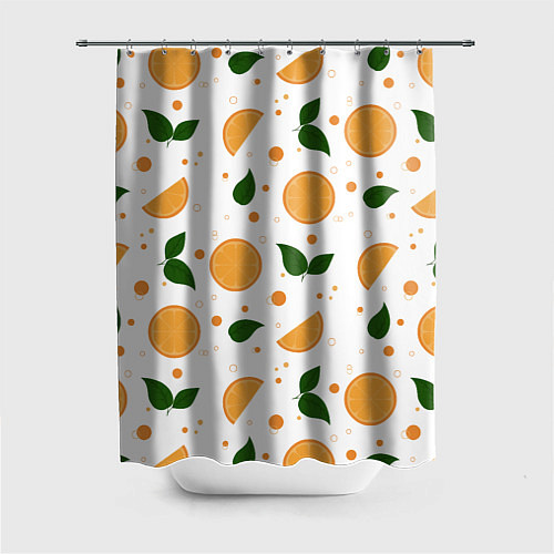 Шторка для ванной Апельсины с листьями / 3D-принт – фото 1