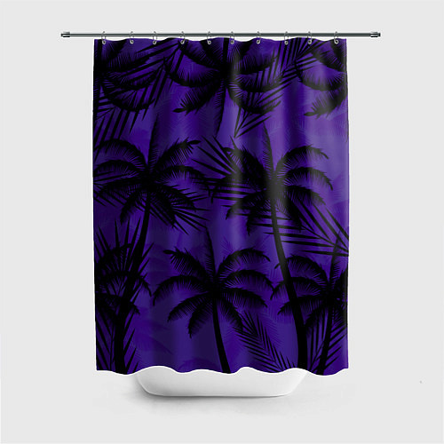 Шторка для ванной Пальмы в ночи / 3D-принт – фото 1