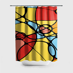 Шторка для ванной Яркий абстрактный узор из цветных овалов и плавных