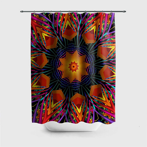 Шторка для ванной Орнамент яркий Мандала / 3D-принт – фото 1