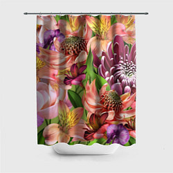 Шторка для ванной Райские цветы