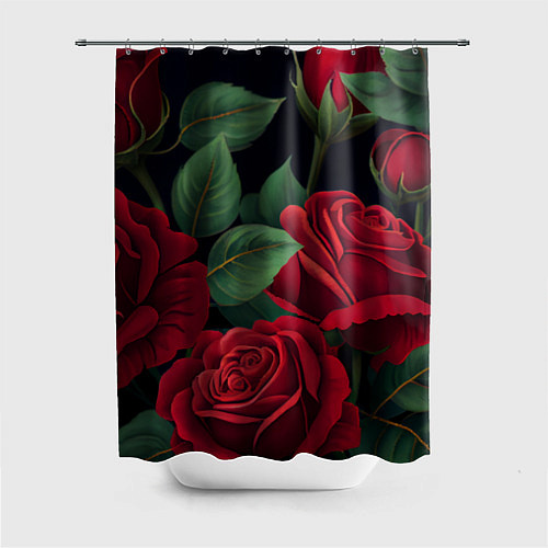 Шторка для ванной Много красных роз / 3D-принт – фото 1