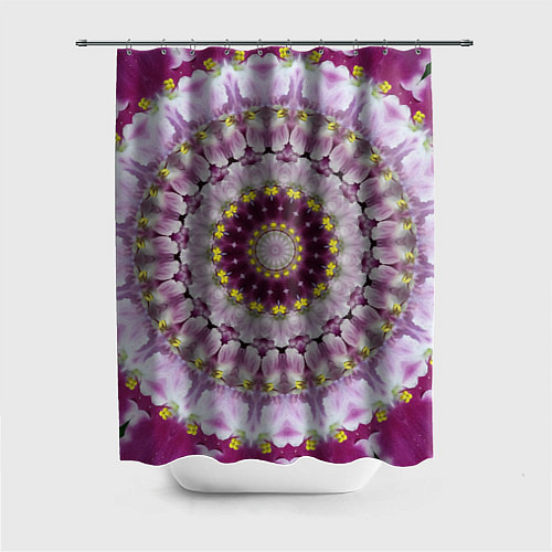 Шторка для ванной Мандала Нежные фиалочки / 3D-принт – фото 1