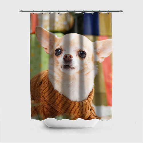 Шторка для ванной Праздничный чихуахуа / 3D-принт – фото 1