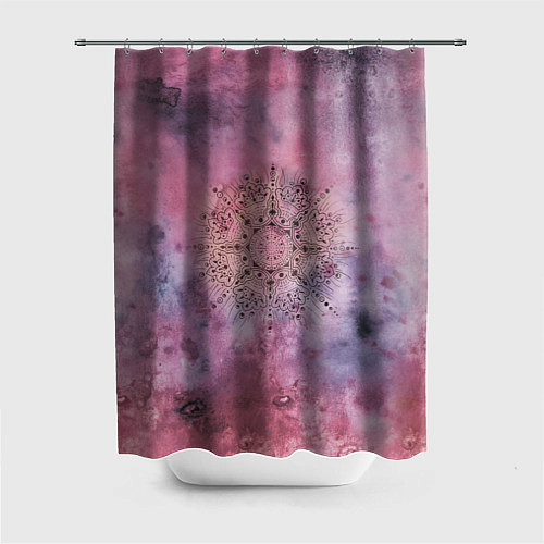 Шторка для ванной Мандала гармонии, фиолетовая, космос / 3D-принт – фото 1