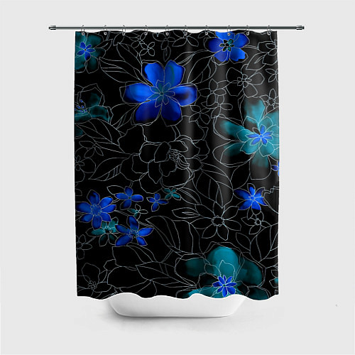 Шторка для ванной Неоновые цветы / 3D-принт – фото 1