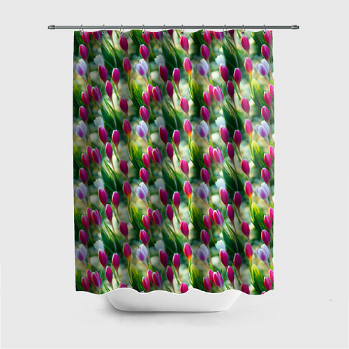 Шторка для ванной Весенние тюльпаны и подснежники / 3D-принт – фото 1