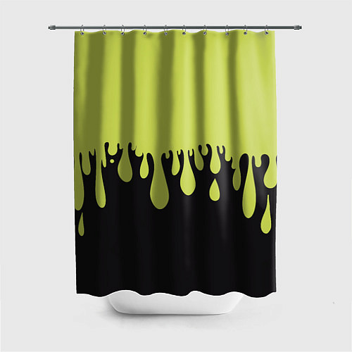 Шторка для ванной Зеленые капли на черном / 3D-принт – фото 1