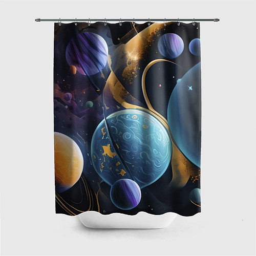 Шторка для ванной Планеты во вселенной / 3D-принт – фото 1