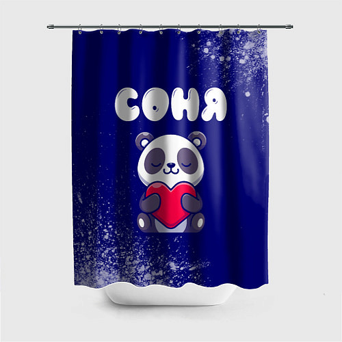 Шторка для ванной Соня панда с сердечком / 3D-принт – фото 1