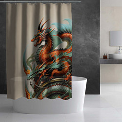 Шторка для душа Japan dragon - irezumi, цвет: 3D-принт — фото 2