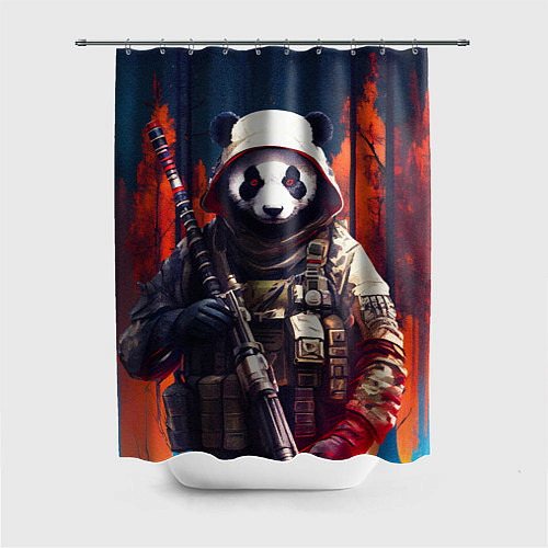 Шторка для ванной Медведь панда солдат / 3D-принт – фото 1