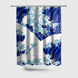 Шторка для ванной Японская графика - волна - паттерн