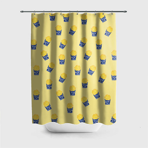 Шторка для ванной Картофель фри - паттерн: желтый / 3D-принт – фото 1