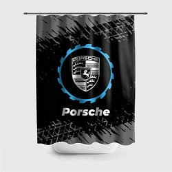 Шторка для ванной Porsche в стиле Top Gear со следами шин на фоне