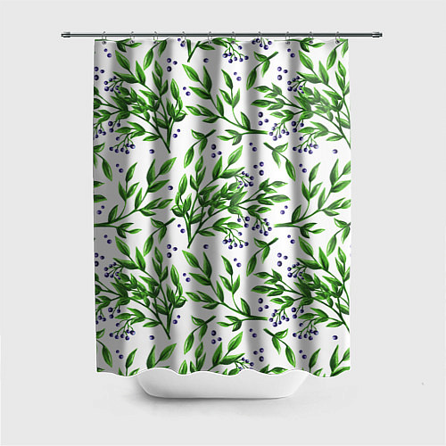 Шторка для ванной Веточки и ягодки - паттерн / 3D-принт – фото 1