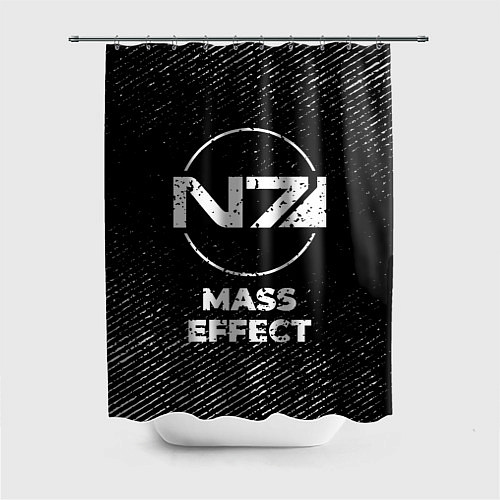 Шторка для ванной Mass Effect с потертостями на темном фоне / 3D-принт – фото 1