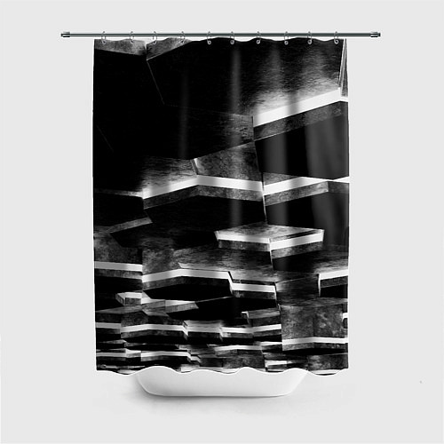 Шторка для ванной Каменные плиты с белой подсветкой / 3D-принт – фото 1