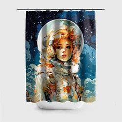 Шторка для душа Рыжая девушка космонавт, цвет: 3D-принт