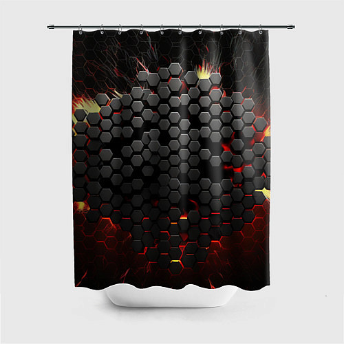 Шторка для ванной Взрыв из черных плит / 3D-принт – фото 1