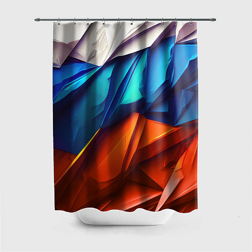 Шторка для ванной Российский флаг на скале / 3D-принт – фото 1