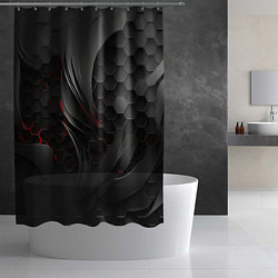 Шторка для душа Черные абстрактные плиты, цвет: 3D-принт — фото 2