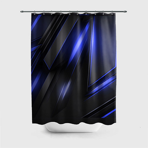 Шторка для ванной Синие неоновые плиты / 3D-принт – фото 1