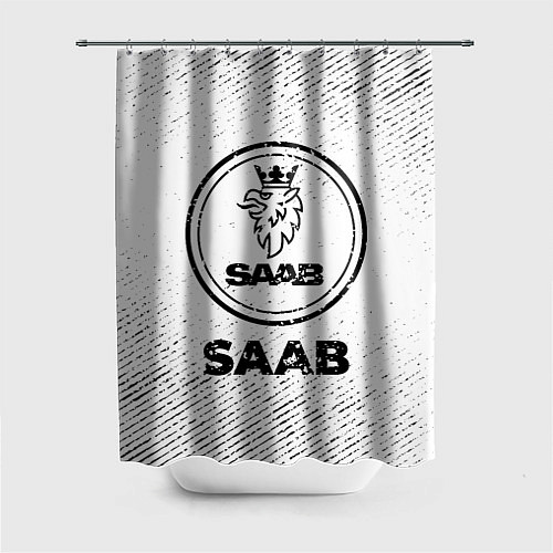 Шторка для ванной Saab с потертостями на светлом фоне / 3D-принт – фото 1
