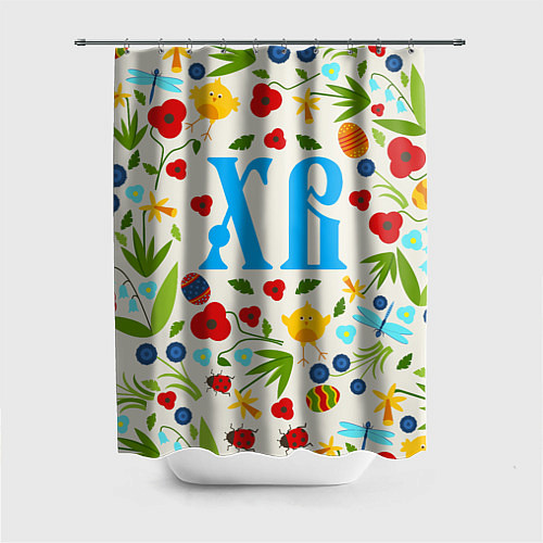 Шторка для ванной ХВ с цветочным узором на Пасху / 3D-принт – фото 1