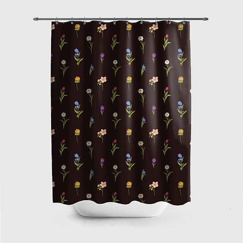 Шторка для ванной Узор из весенних цветов / 3D-принт – фото 1