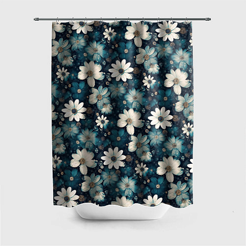 Шторка для ванной Узор из весенних цветочков / 3D-принт – фото 1