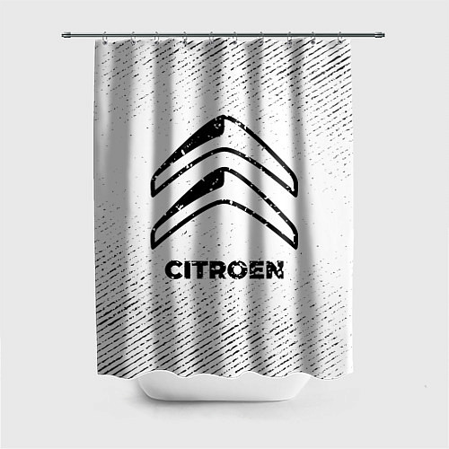 Шторка для ванной Citroen с потертостями на светлом фоне / 3D-принт – фото 1