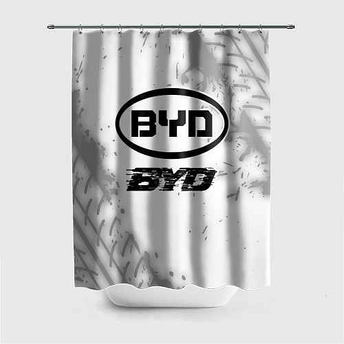 Шторка для ванной BYD speed на светлом фоне со следами шин / 3D-принт – фото 1