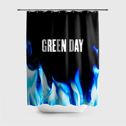 Шторка для ванной Green Day blue fire