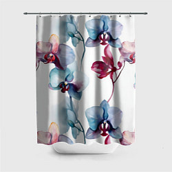 Шторка для ванной Голубая орхидея акварель - паттерн