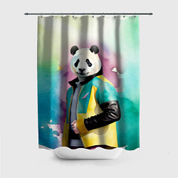 Шторка для ванной Прикольный панда в модной куртке