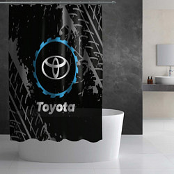 Шторка для душа Toyota в стиле Top Gear со следами шин на фоне, цвет: 3D-принт — фото 2