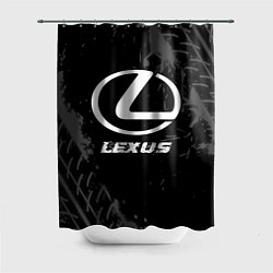 Шторка для ванной Lexus speed на темном фоне со следами шин