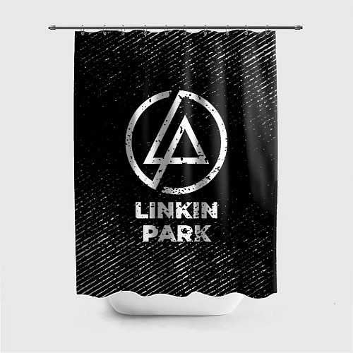 Шторка для ванной Linkin Park с потертостями на темном фоне / 3D-принт – фото 1