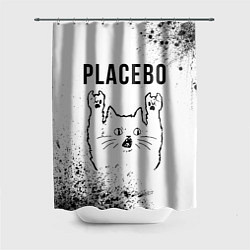 Шторка для душа Placebo рок кот на светлом фоне, цвет: 3D-принт