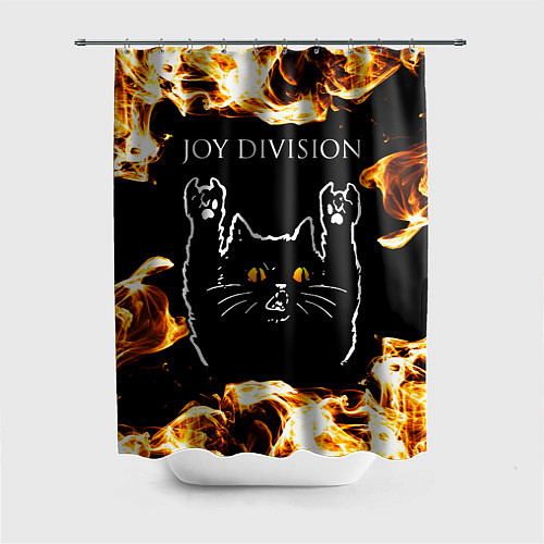 Шторка для ванной Joy Division рок кот и огонь / 3D-принт – фото 1