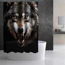 Шторка для душа Агрессивный рычащий волк, цвет: 3D-принт — фото 2