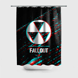 Шторка для душа Fallout в стиле glitch и баги графики на темном фо, цвет: 3D-принт