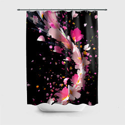 Шторка для душа Вихрь розовых лепестков, цвет: 3D-принт