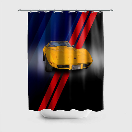 Шторка для ванной Классический спорткар Chevrolet Corvette Stingray / 3D-принт – фото 1