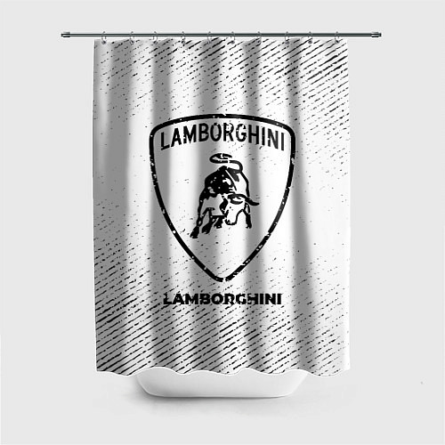 Шторка для ванной Lamborghini с потертостями на светлом фоне / 3D-принт – фото 1