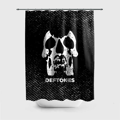 Шторка для ванной Deftones с потертостями на темном фоне / 3D-принт – фото 1