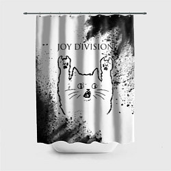 Шторка для ванной Joy Division рок кот на светлом фоне