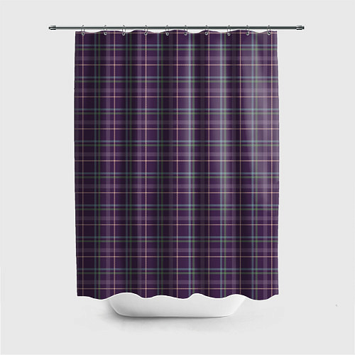 Шторка для ванной Джентльмены Шотландка темно-фиолетовая / 3D-принт – фото 1