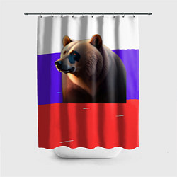 Шторка для душа Медведь на флаге России, цвет: 3D-принт